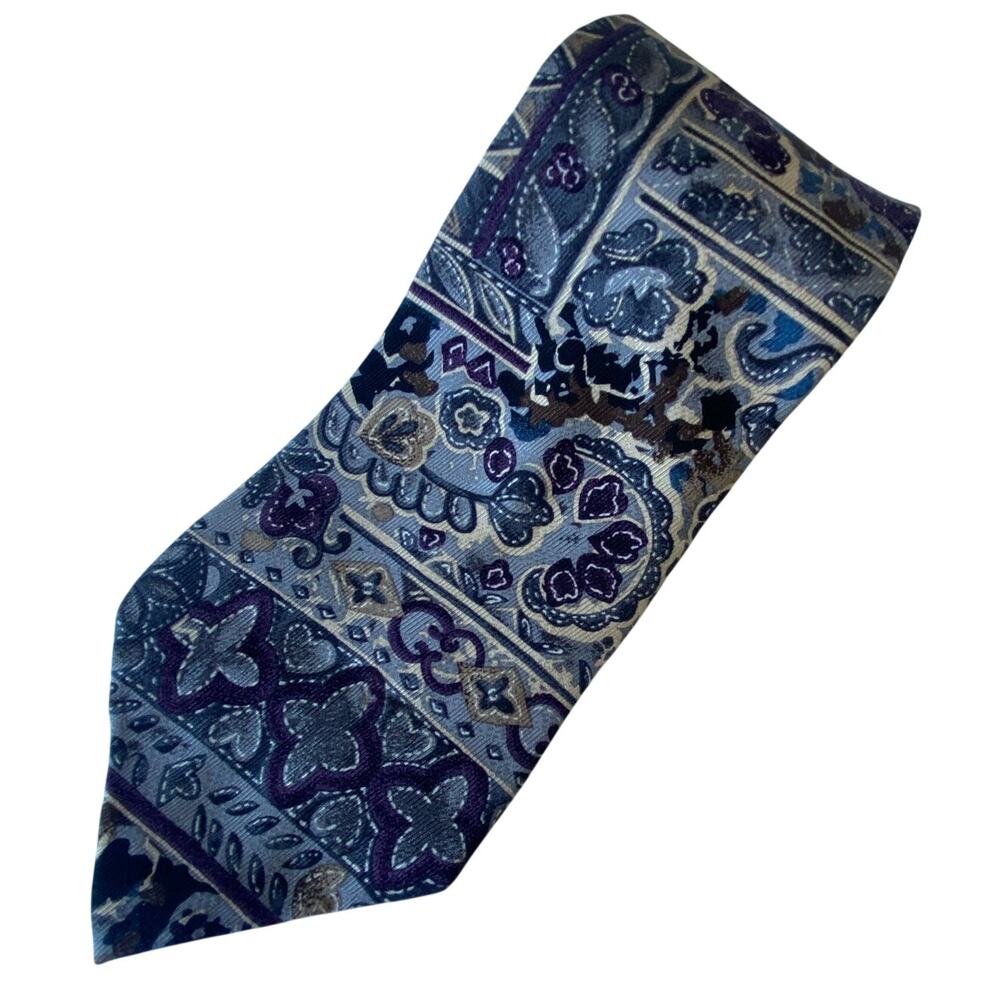 VTG 1994 Reyn Spooner Florentine Collection Italian Silk Tie Geometric Made USA